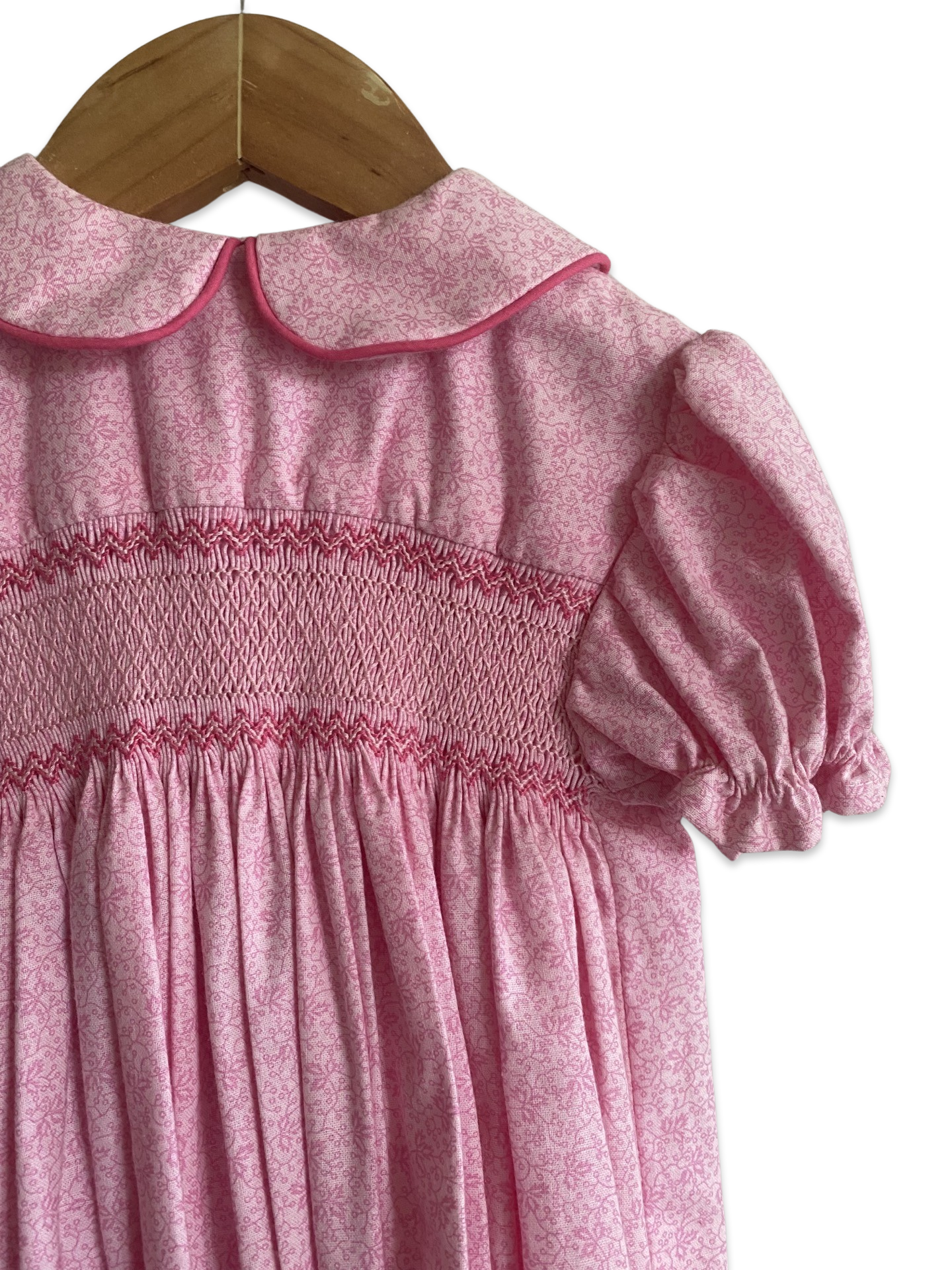 Pink hand smocked dress - size 1