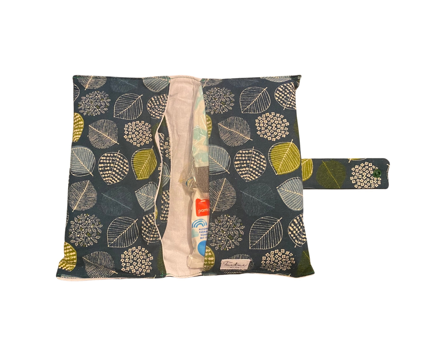 Green Leaves Nappy Wallet with Burp Cloth
