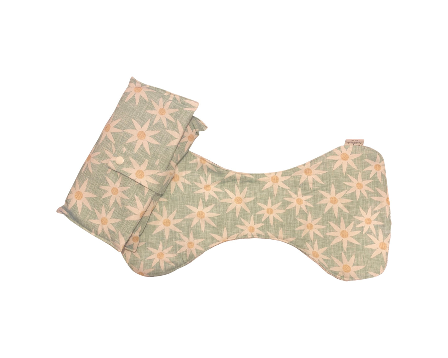 Green with daisies Nappy Wallet with Burp Cloth
