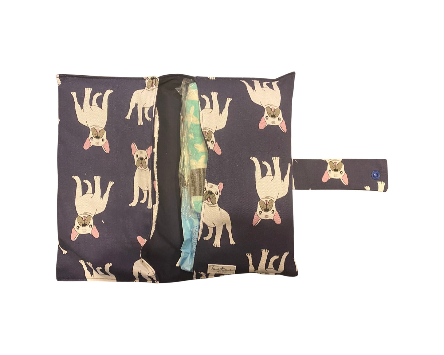 Navy dog Nappy Wallet with Burp Cloth