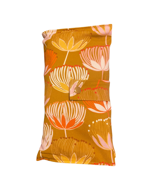 Mustard floral Nappy Wallet with Burp Cloth