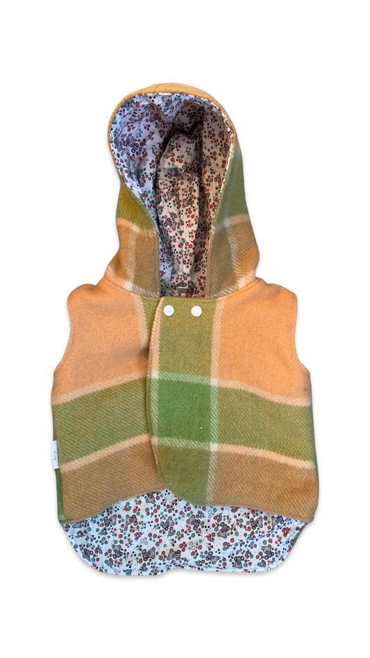 Woollen Vest - Size 1 - Green and Orange
