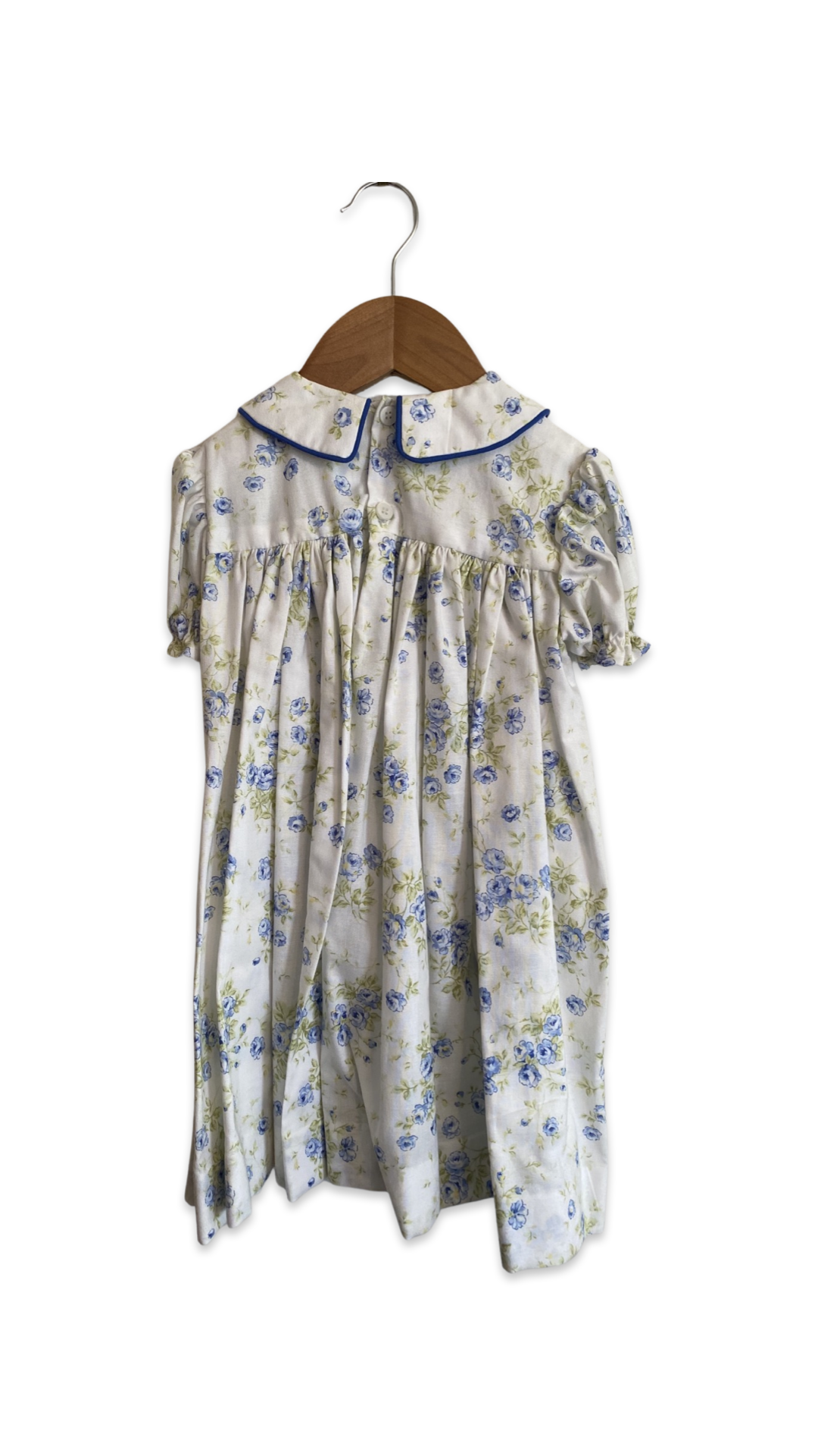 Blue roses hand smocked dress - size 1